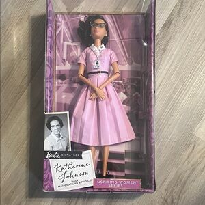 Barbie Signature Doll Katherine Johnson in Pink Dress with Glasses